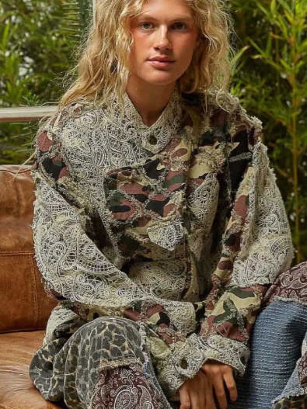 Lace Trimmed Camo Motorcycle Jacket
